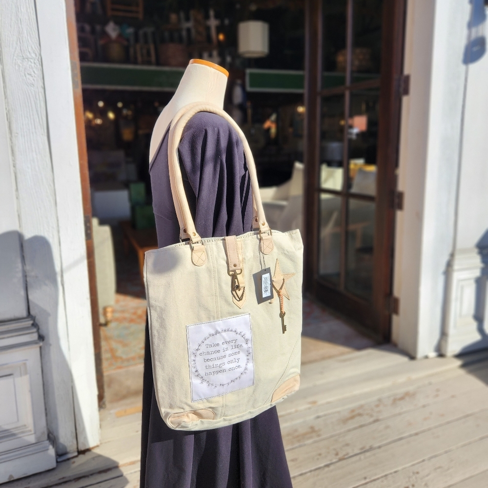 Take Every Chance Totebag - One-of-a-kind Bag made from recycled materials - Picture 5 of 15